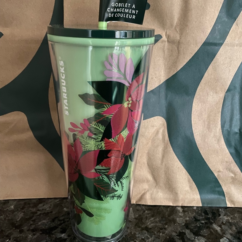 Starbucks Tumbler - Poinsetta Color Changing - Green - Winter 2021 - Venti 24oz